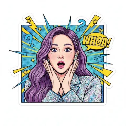 Retro comic style sticker “surprised”