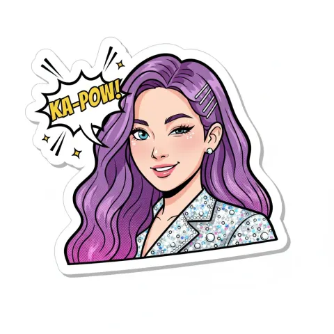 Retro comic style sticker “winking”