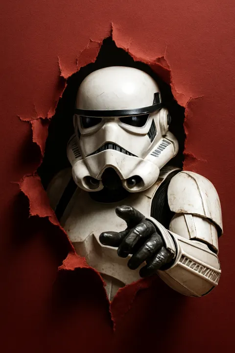 Torn paper with stormtrooper
