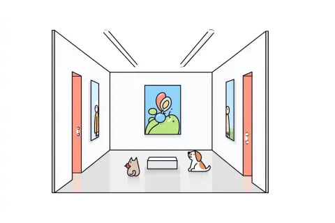 Minimalist cat and dog illustration