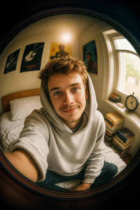 Fisheye lens effect of selfie