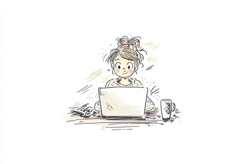 Girl at computer desk