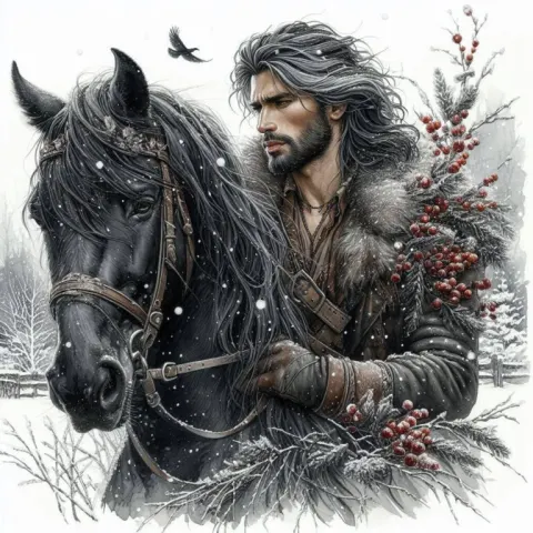 Heartwarming Winter Scene with Handsome Man