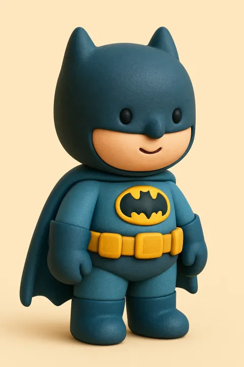 claymorphism pseudo-3D vector figurine of batman
