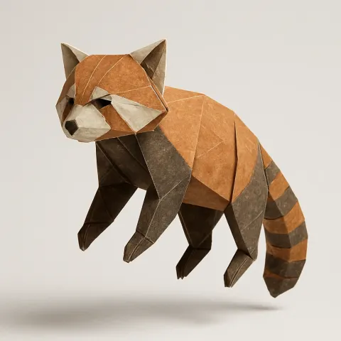 Paper origami style of red panda