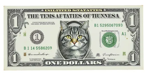 Cat face in one dollar