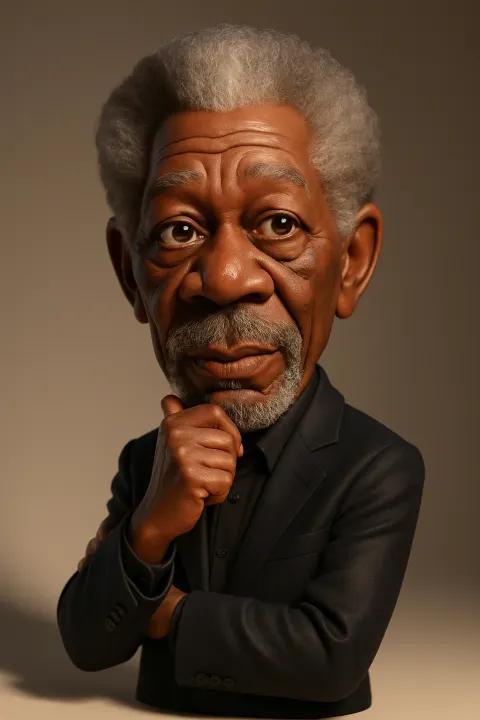 3D caricature of morgan freeman