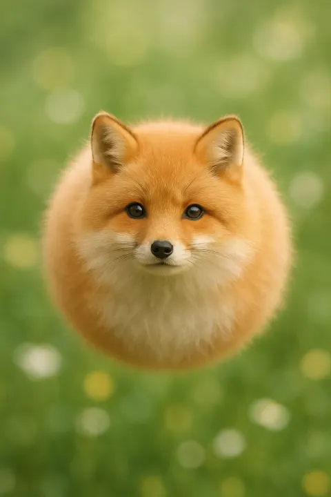 Fluffy spherical floating fox