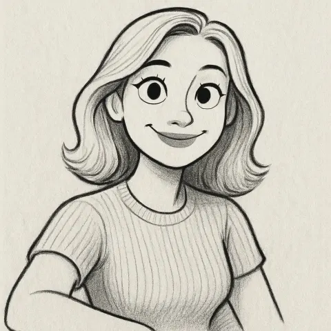 Funny grayscale sketch of woman portrait