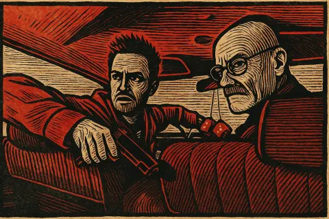 Woodblock print style breaking bad