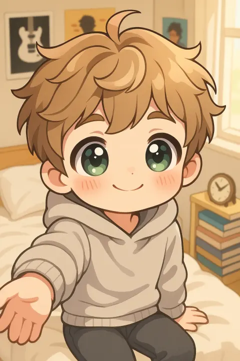 chibi moe-style selfie
