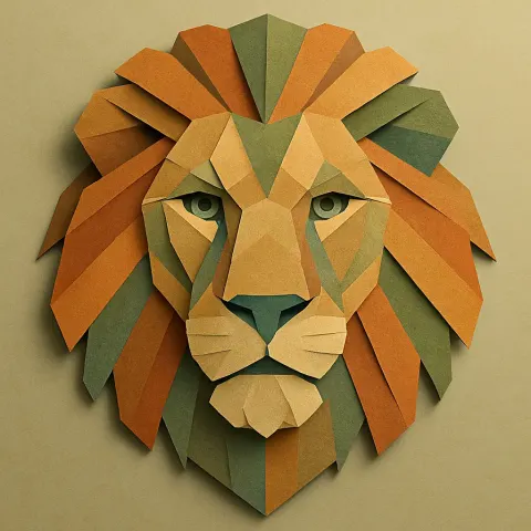 Paper craft of lion head