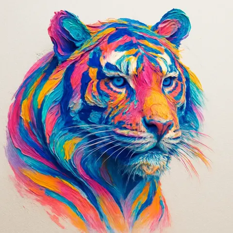 Abstract Oil paint of tiger