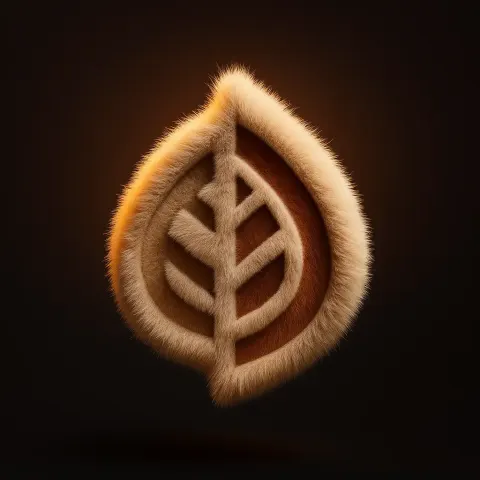 3D furry style logo of leaf