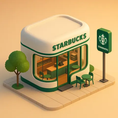 3D isometric illustration store of starbucks