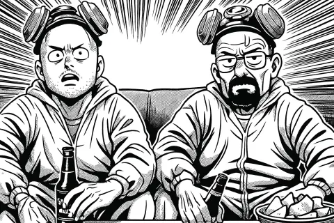 Japanese gag manga style illustration of breaking bad