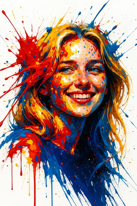 Splash paint style portrait of woman