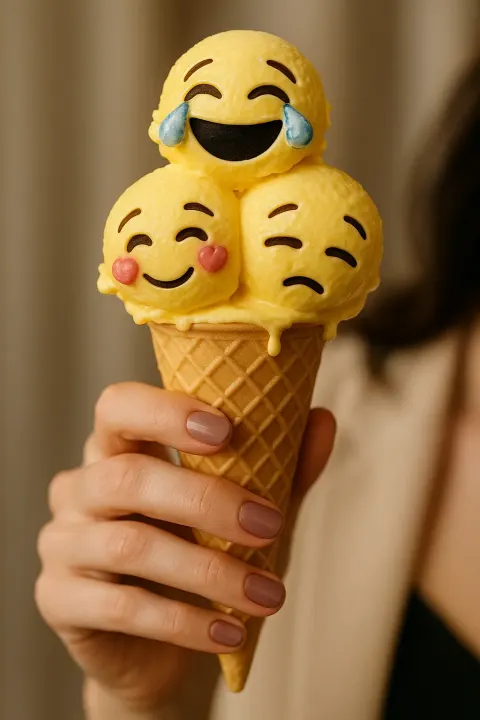 Ice cream with emoji balls