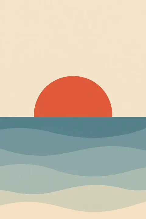Red sunset over a calm sea