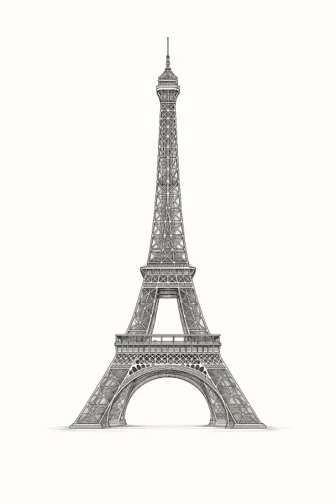 Black and white illustrion of Effiel Tower