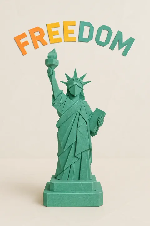 Paper origami of statue of liberty
