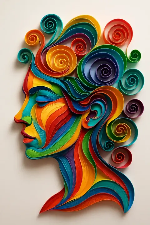 Colorful quilling style women face