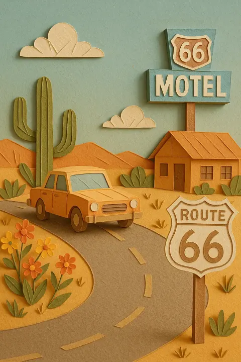 Paper craft style of route 66