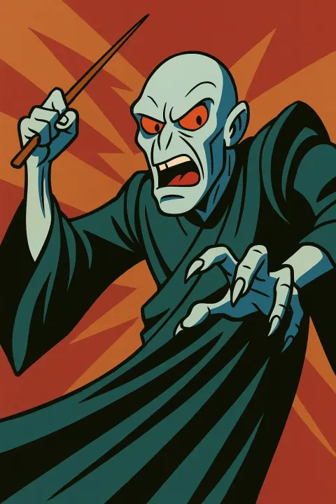 90s cartoon style of voldemort in Harry Potter