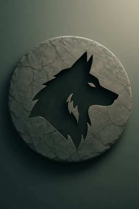 Stone with wolf head cut out