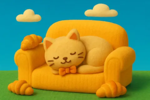 Felt-Like Texture Cat