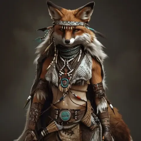 Fox Warrior in Native Attire
