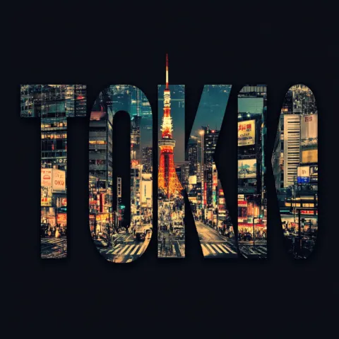 Tokyo Landmark Photo Collage Art