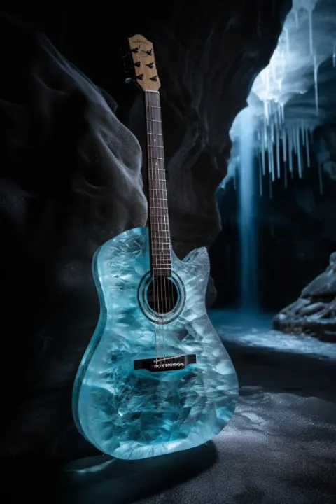 Ice Guitar Playing Melodies in Frozen Cave