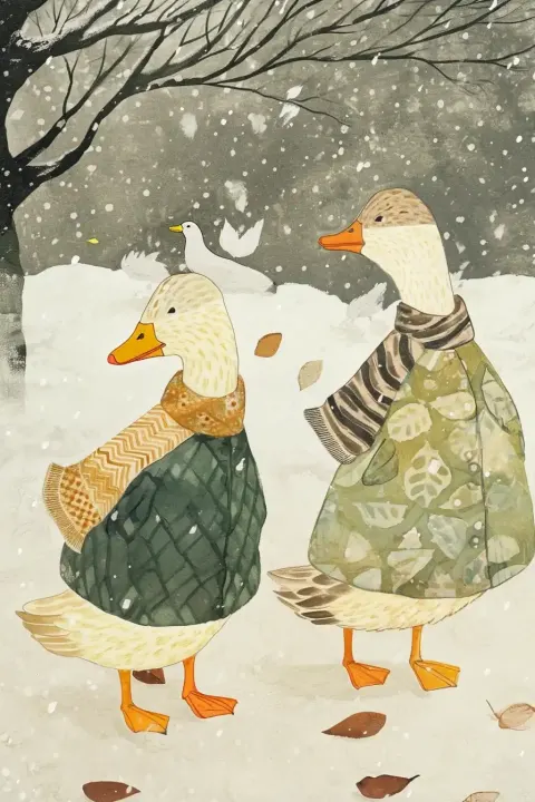 Detailed Ducks on Walk