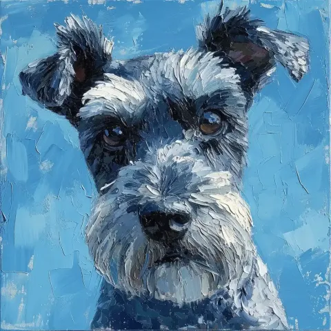 Realistic Schnauzer in Hockneys Impressionism