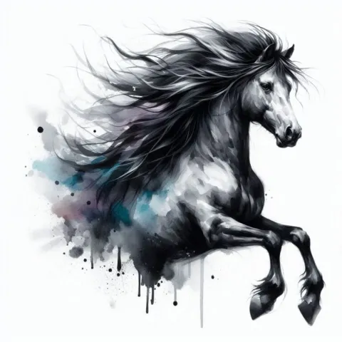 Majestic Horse With Colorful Windblown Mane
