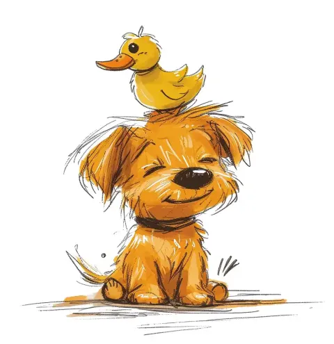 Duck Dog in Minimal Line Art