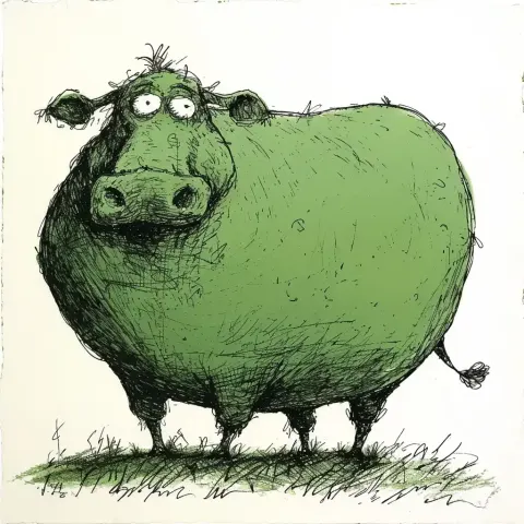 Playful Cow in Comic Style