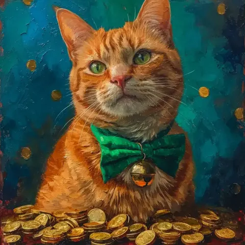 Golden Coin Cat Colorful St Patricks