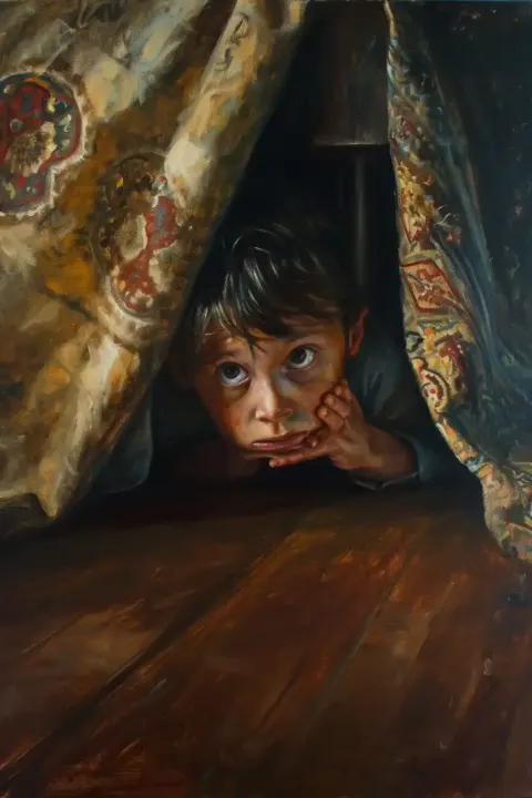 Scared Child Oil Painting