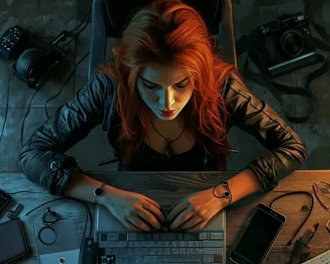 Realistic Woman with Gadgets