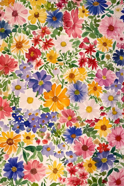 European Summer Blossoms Watercolour
