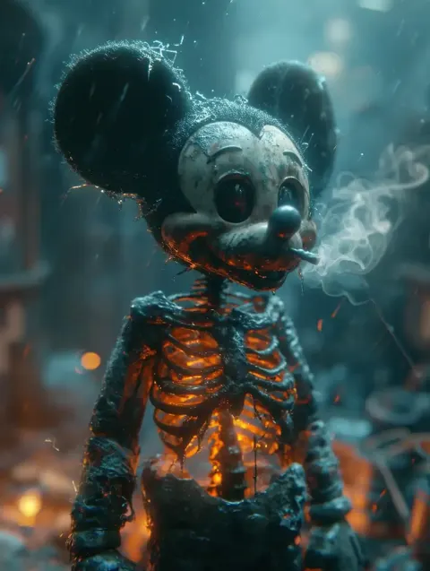 Hyperrealistic Tattooed Mickey Mouse in Prison