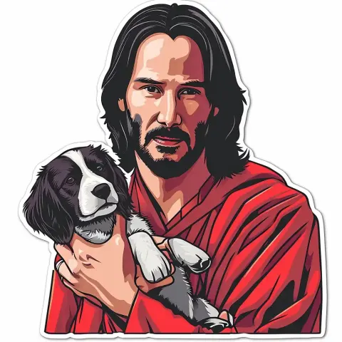 Keanu Reeves Jesus Sticker
