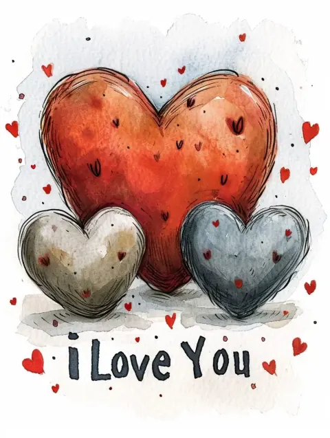 Watercolor Valentine Hearts