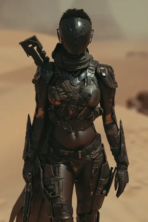 Scorpion Huntress in Post-Apocalyptic Desert