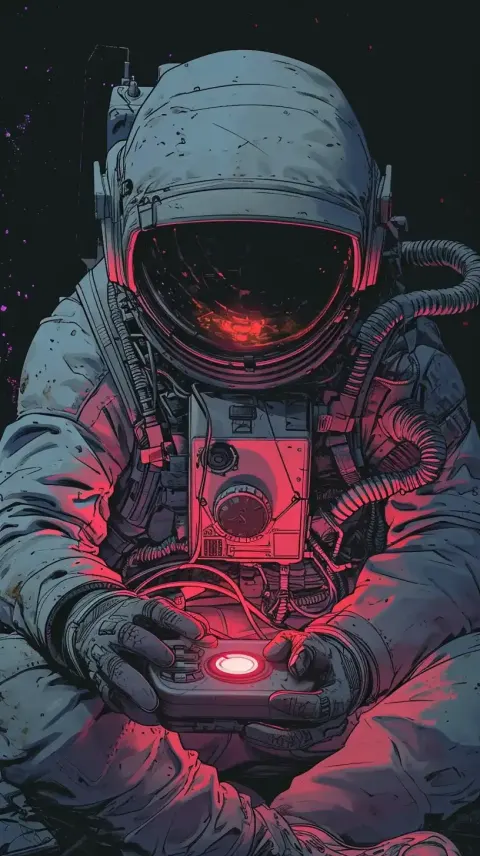 Cyberpunk Astronaut with Joystick