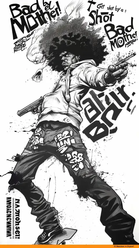 Punk Skateboarder with Gun