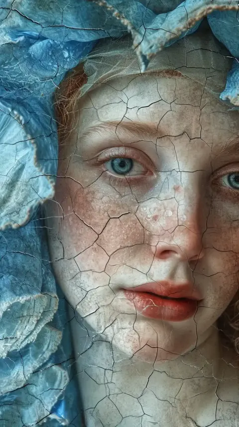 Renaissance Fresco Woman in Blue