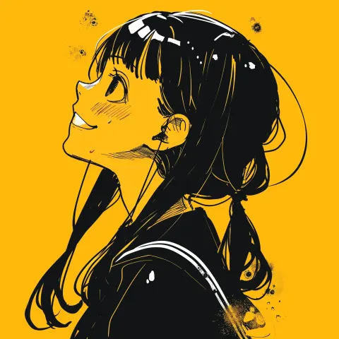 Black Manga Girl Smiling